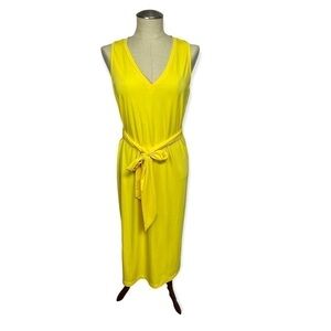 BANANA Republic Dandelion Yellow V-neck Sleeveless Column Belted Midi Dress, S
